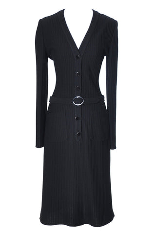 1970s Black Valentino Boutique Vintage Ribbed Knit Dress - Dressing Vintage