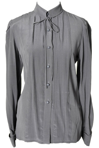 1970's Gray Silk Valentino Vintage Blouse - Dressing Vintage