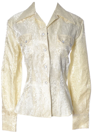 1940s Vaquero Fashions Cream Jacquard Western Shirt UNWORN - Dressing Vintage