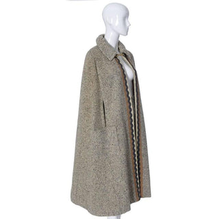 Vintage tweed cape with slit arm openings