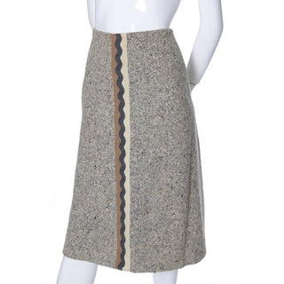 1950's Vera Maxwell Tweed Brown high waisted skirt size Medium