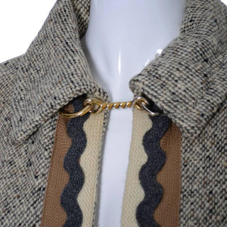 Vintage tweed cape with gold chain closure