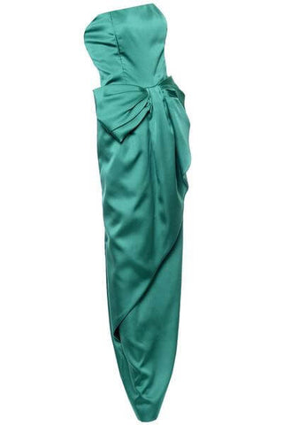 Green Victor Costa Satin Evening Gown