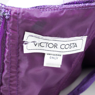 Victor Costa Purple Lame Vintage Evening Gown 1980s Dress - Dressing Vintage