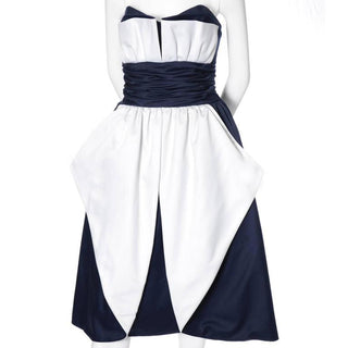 Blue and white 80s vintage Victor Costa Dress