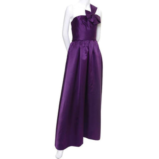 Victoria Royal Purple Satin Evening Gown w/ One Shoulder & Bow Size 4