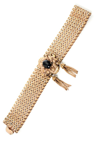 Victorian gold filled onyx mesh bracelet - Dressing Vintage