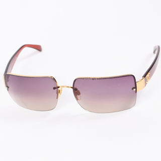 2000s Chanel Sunglasses W Purple Gradient Lenses & CC Monogram logo