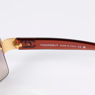2000s Chanel Sunglasses W Purple Gradient Lenses & CC Monogram Italy