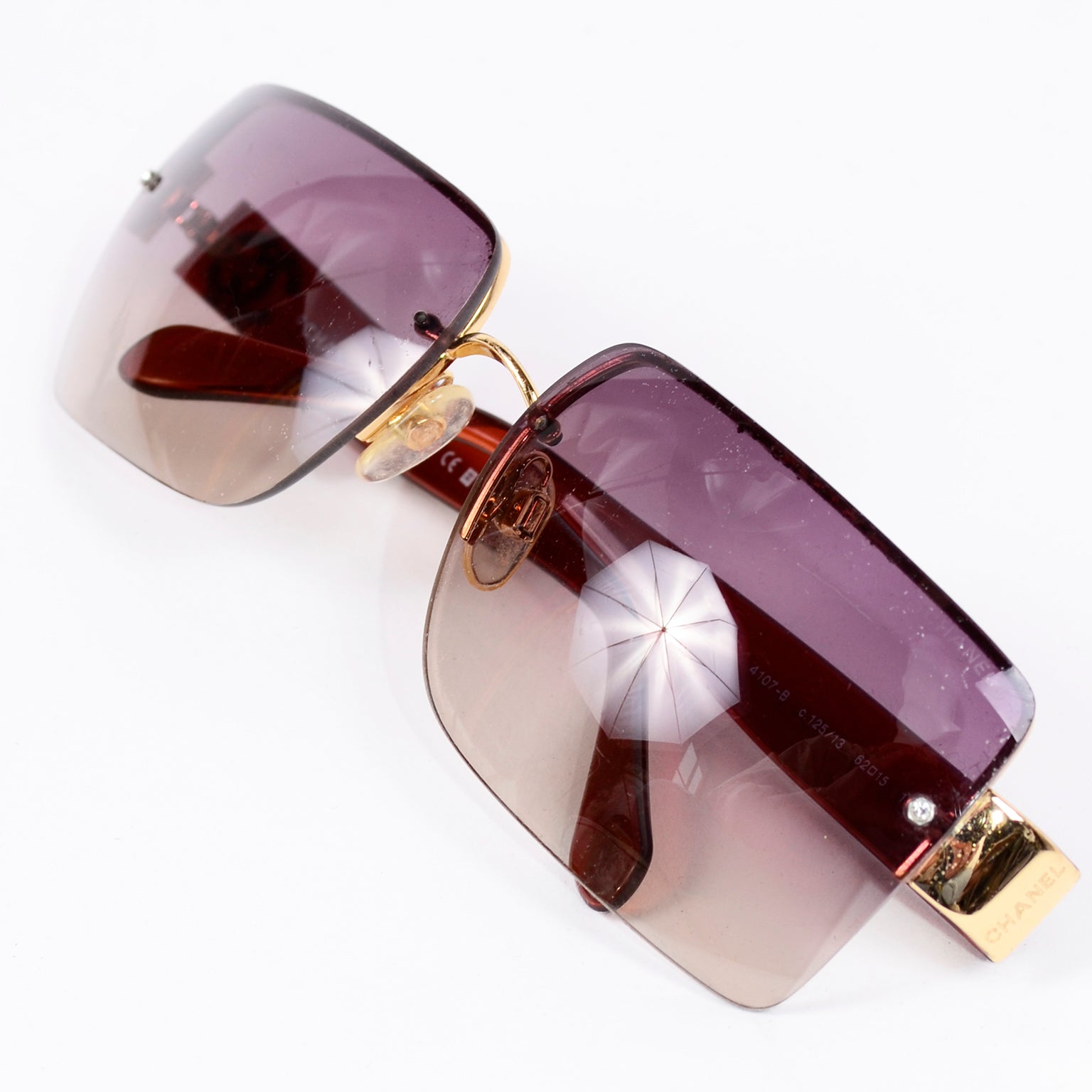 Chanel Sunglasses W Purple Gradient Lenses & CC Monogram Logo – Modig