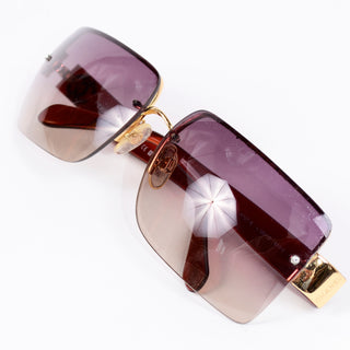 2000s Chanel Sunglasses W Purple Gradient Lenses & CC Monogram Square