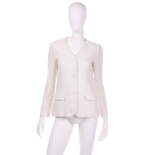 Vintage 1970s Halston Ivory Linen Jacket Size 4/6 fully lined