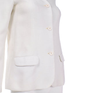 Vintage Halston Ivory Linen Jacket Size 4/6 button front 