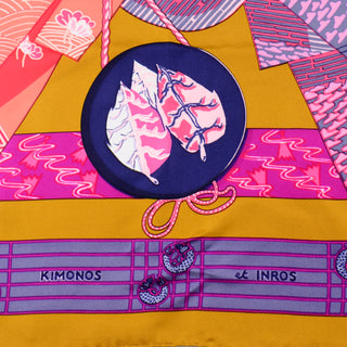 Hermes Anne Faivre Kimonos Et Inros Silk Vintage Scarf Rare