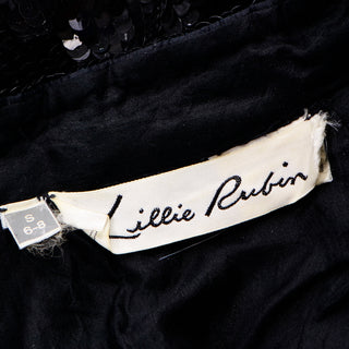 Vintage Lillie Rubin Black Silk Sequin Shorts & Zip Front Sweatshirt Set W Polka Dots