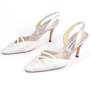 Vintage Dove Grey Manolo Blahniks Carolyne slingbacks Shoes With swirls
