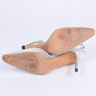 Manolo Blahnik Shoes Vintage Carolyne Slingbacks in Dove Grey Satin