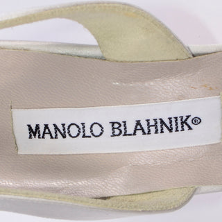 Manolo Blahnik Shoes Vintage Carolyne Slingbacks in Dove Grey Satin