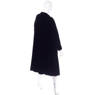 Vintage 1950s Migrim Black Velvet Evening Coat W Pink Satin Lining Opera coat