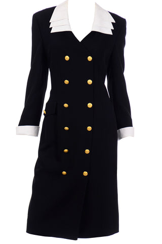 Escada Margaretha Ley Black Vintage Dress W Removable Collar & Cuffs