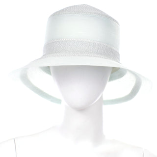 Patricia Underwood Vintage Pale Green Straw and Mesh Hat with tinsel