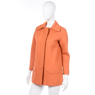 RarePierre Cardin 1960s or Early 1970s Orange Wool Vintage Jacket with mod seams