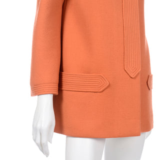 Pierre Cardin 1960s or Early 1970s Orange Wool Vintage Jacket seam details