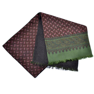 Silk paisley men's vintage scarf with wool and cashmere lining accessory