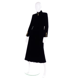 Vintage Black Velvet Bloomingdales Evening Coat W Rhinestone Buttons Elegant