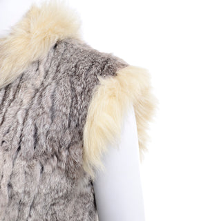 Vintage 1970s Cream Fox Fur and Rabbit Fur Zip Front Vest