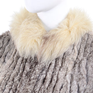 Vintage Cream Fox Fur and brown Rabbit Fur Zip Front Vest