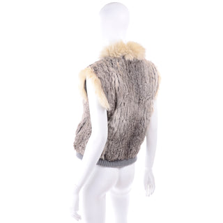 Vintage Fox Fur and Rabbit Fur Zip Front Vest 70s