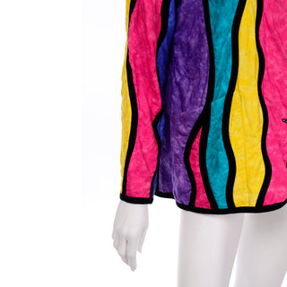 Silk Lined Abstract Wavy Striped Color Block Watercolor vintage Jacket