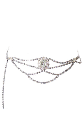Vintage belt draped multi strand rhinestone necklace - Dressing Vintage
