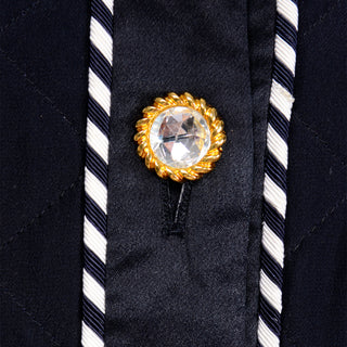 Escada Margaretha Ley Black Silk Bow Jacket Rhinestone buttons