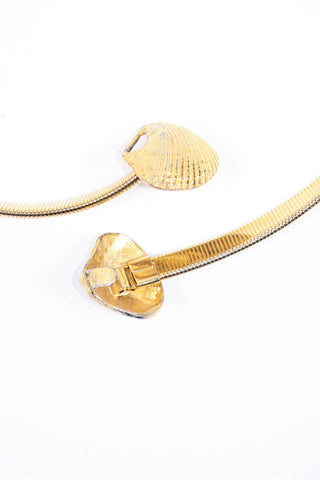 1980s Gold Snake Chain Stretch Waist Belt w/ Shell Buckle