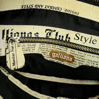Vintage John Galliano Gazzette Newsprint Leather Bag with Galliano headlines 