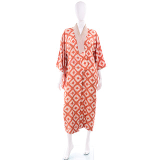 1930s Hand Dyed Orange Kimono Japanese Shibori Silk Robe