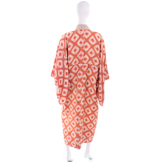 1930s Hand Dyed Orange Kimono Japanese Shibori Silk Robe