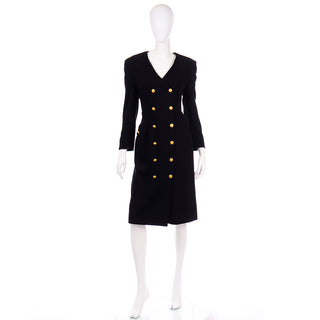 Escada Margaretha Ley Black Vintage Dress W Removable Collar & Cuffs Day