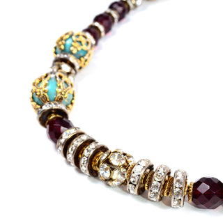 Vintage Valentino Bead Crystal Rhinestone Designer Necklace