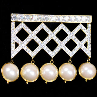 Vintage Valentino Dangle Pearl Crystal Brooch Pin