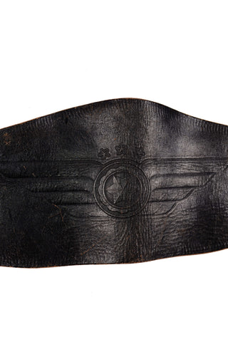 Vintage Wide Western Leather Gladiator Belt w/ Tooled Winged Star Design