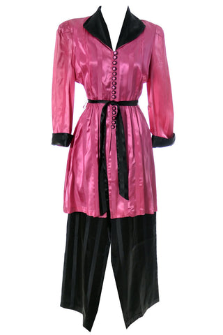 1940s Vintage Rayon Satin Wide Leg 2 Pc Hostess Pajamas - Dressing Vintage