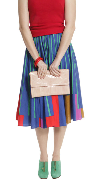 Color block vintage mid century circle skirt