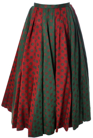 Bessie Becker Vintage 1950s 2 Piece Dirndl Skirt and Top Red & Green - Dressing Vintage