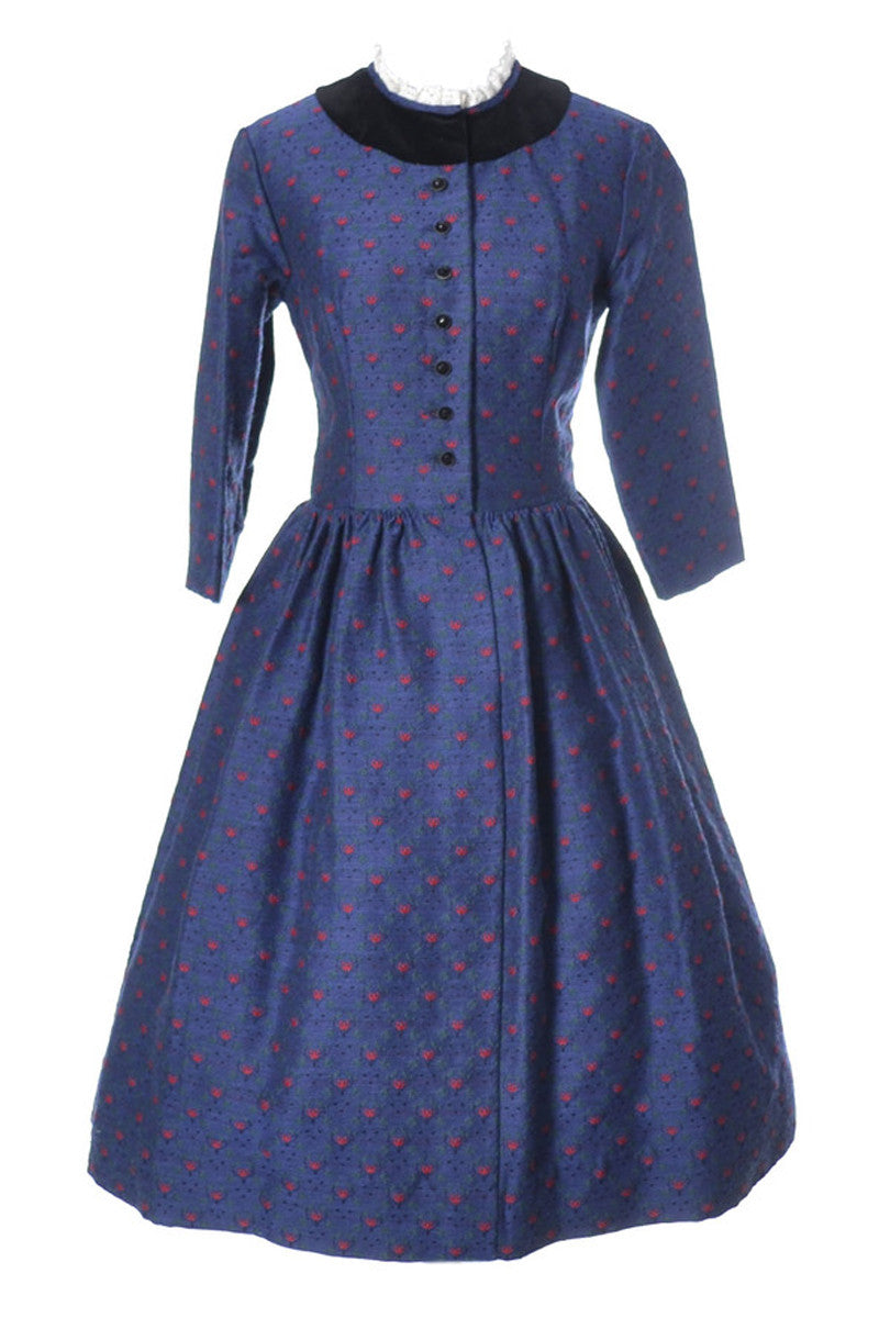 Lanz of Salzburg Vintage 1960's Rare Blue and Black Austrian Dress MINT