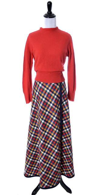 1960's Pendleton Knockabouts Red Plaid Wrap Vintage Maxi Skirt - Dressing Vintage