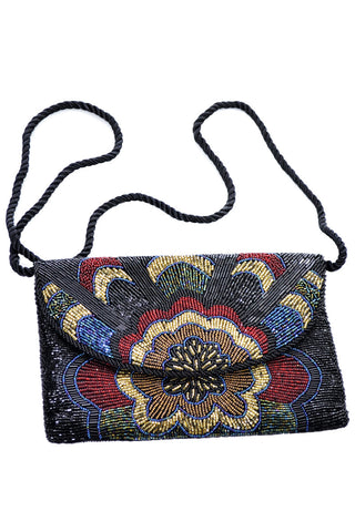 Colorful Vintage Art Deco Inspired Beaded Handbag with Shoulder Strap - Dressing Vintage