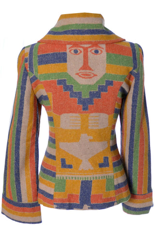 Post Time Western Vintage Blanket coat jacket Aztec Face on back - Dressing Vintage